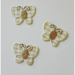 Iron-On Embroidery Sticker - Cream Butterflies